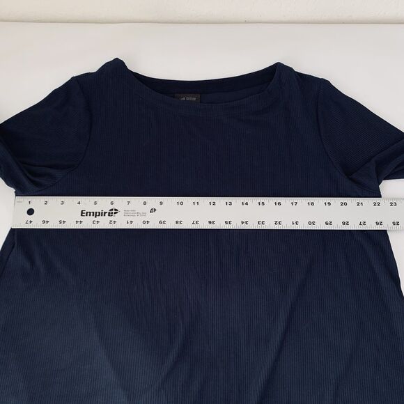 J Jill Top Wearever Collection Women XL Navy Ribbed Short Sleeve Stretch Career - Picture 5 of 8